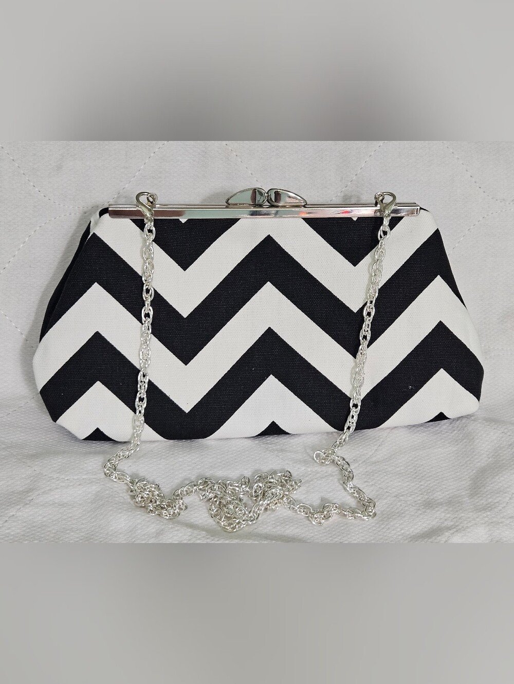 Black & White Chevron Frame Clutch